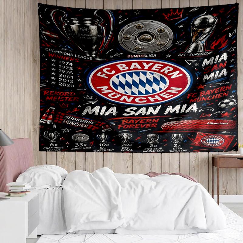 Bayern Munich Print Tapestry, Backdrop, Easy Setup, Ideal for Bedroom, Office & Living Room, with Aesthetic Wall Hanging Decor.