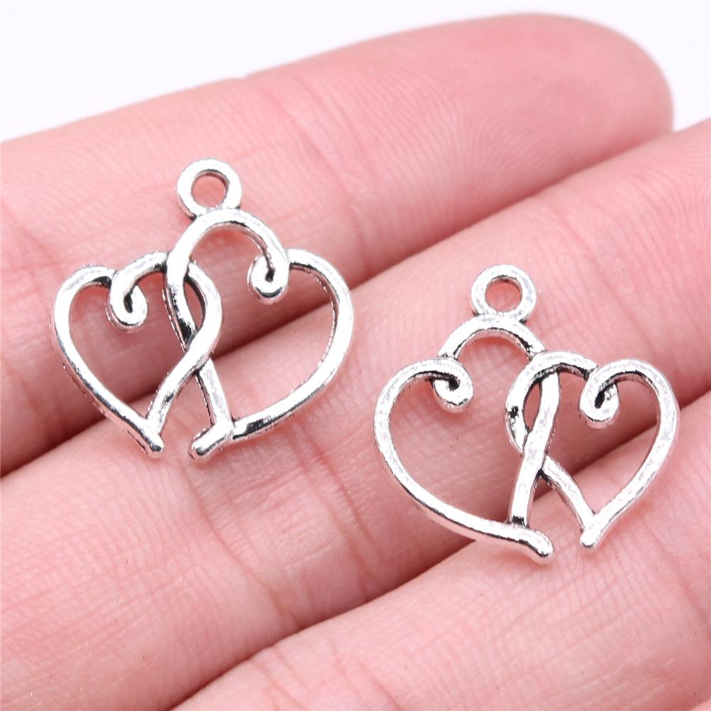 20pcs Hearts Charms Antique Silver Color Small Heart Charms Jewelry DIY Heart Charms For Bracelet Making