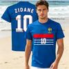 Été France 1998 Zidane 10 Maillot Doux Rétro Décontracté Été Hommes et Femmes Décontracté Vintage Confortable Famille Enfants T-shirts