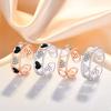 Fashion Ladies Crystal Love Heart Adjustable Open Rings Jewelry
