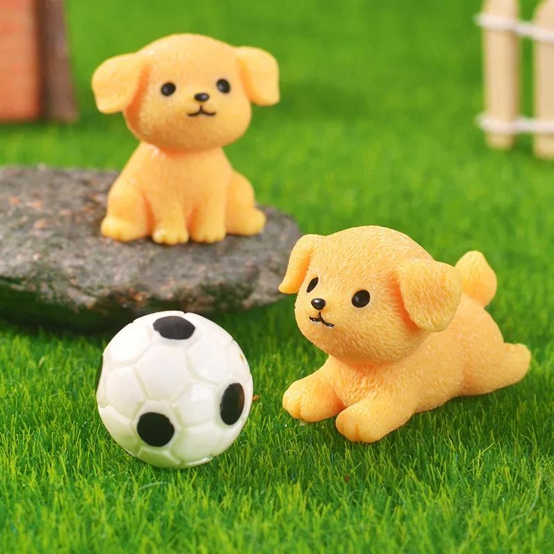 1/4pcs Figurines Miniatures Cute Dog Golden Dogs Micro Landscape Ornaments for Home Decorations Decor for Room Desk Accessories