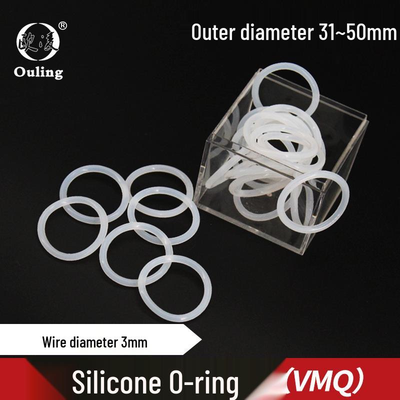 White Silicone O-ring, 31-50mm OD, 3mm Cross-section OD 32mm x 3mm (5pcs) White Silicone O-ring