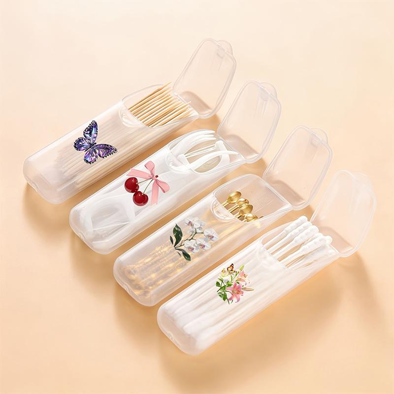 Portable Travel Mini Toothpick Dental Floss Storage Box Cotton Swabs Box Multi-Purpose Perfect For Home Kitchen Table Daily Use