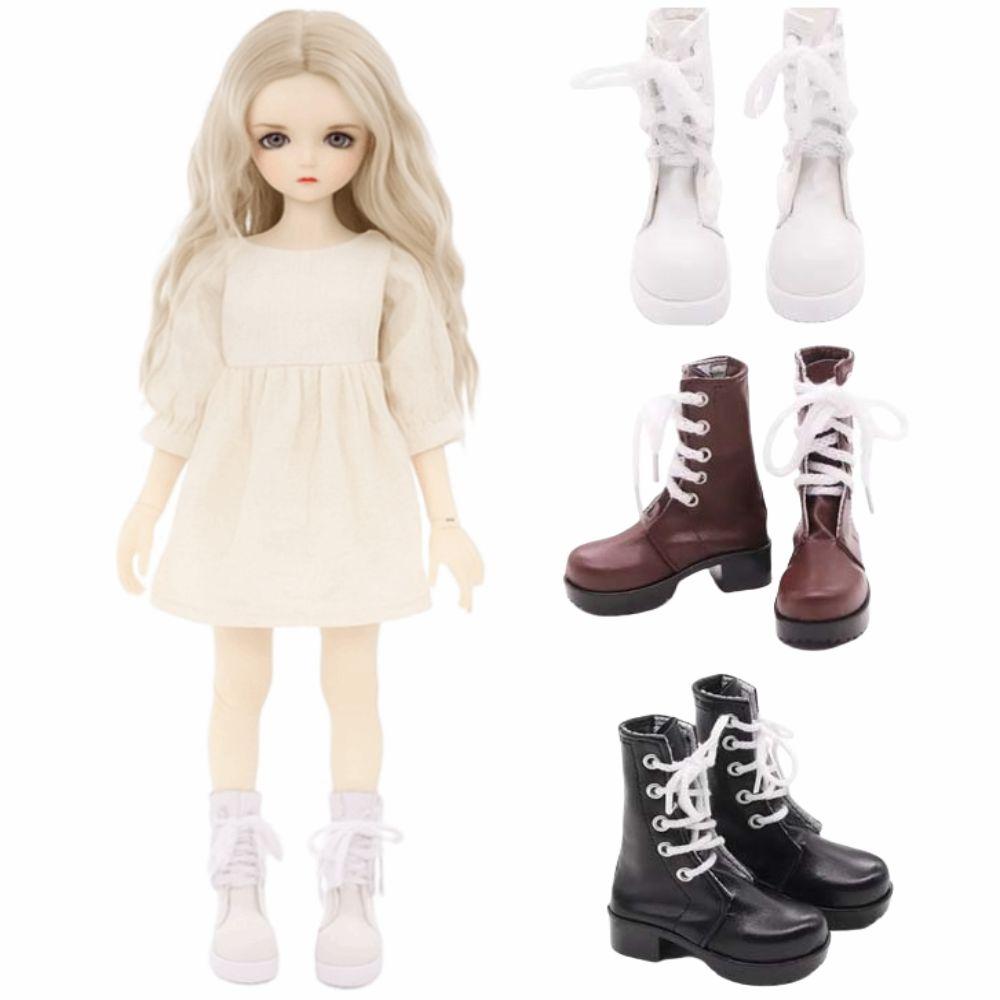 Girls Gift Retro Brown Doll Boots Casual Wearing Trendy Cute 60cm Doll Shoes Handmade Leather Shoes Doll Long Boots DIY