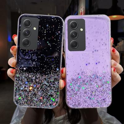 Süße Mädchen Nacht Bling Star Glitter Soft Cover Handyhülle für Samsung Galaxy A05 A05S A15 A55 A35 A06 A16 A26 A36 A54 5G S23 S25 S24+ Plus Ultra M23