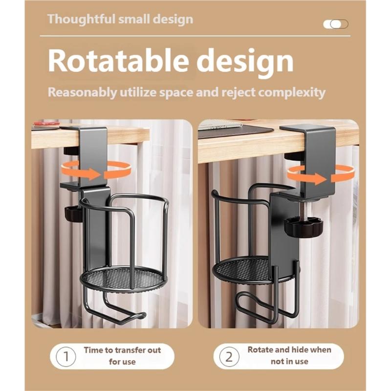 Desk Mounted Cup Holder with Headphone Hook Multifunctional Organizers Table Edge for Home Office Use