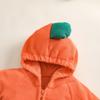 Children's Halloween Long-Sleeved Cushaw Shape Hooded Foot-Covering Romper