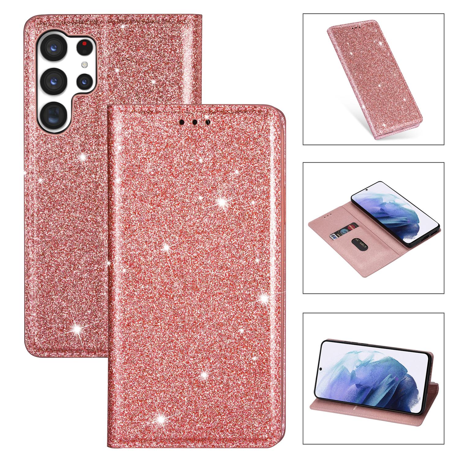 

Cute Glittering Wallet Cards Solt Phone case For Samsung S26 Ultra S25 Plus S24 S23 A36 A56 Flip Strong Magnetic Book Cover Galaxy S26 Ultra рожевий