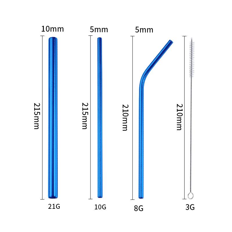 4PCS Stainless Steel Straw Reusable Metal Drinking Straw With Cleaner Brush For Home Party Barware Bar Accessories