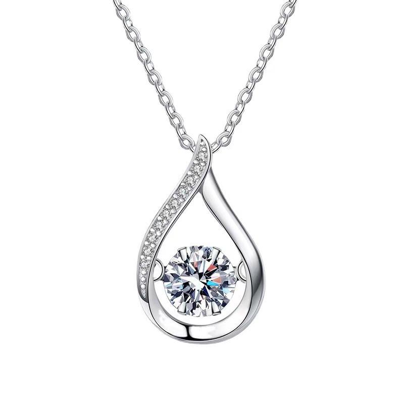 Sterling Silver S925 Smart Drop-shaped Necklace Women's Versatile Light Luxury High-end Moissanite Necklace Jewelry