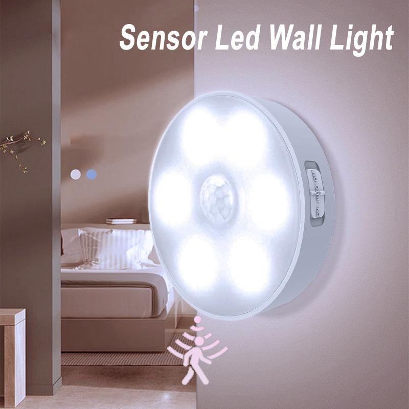 LED Night Light with Wireless Charger,Human Motion Sensor,EU/USB/Battery-Powered Wall Lamp for Bedroom,Corridor,Cabinet,Bathroom