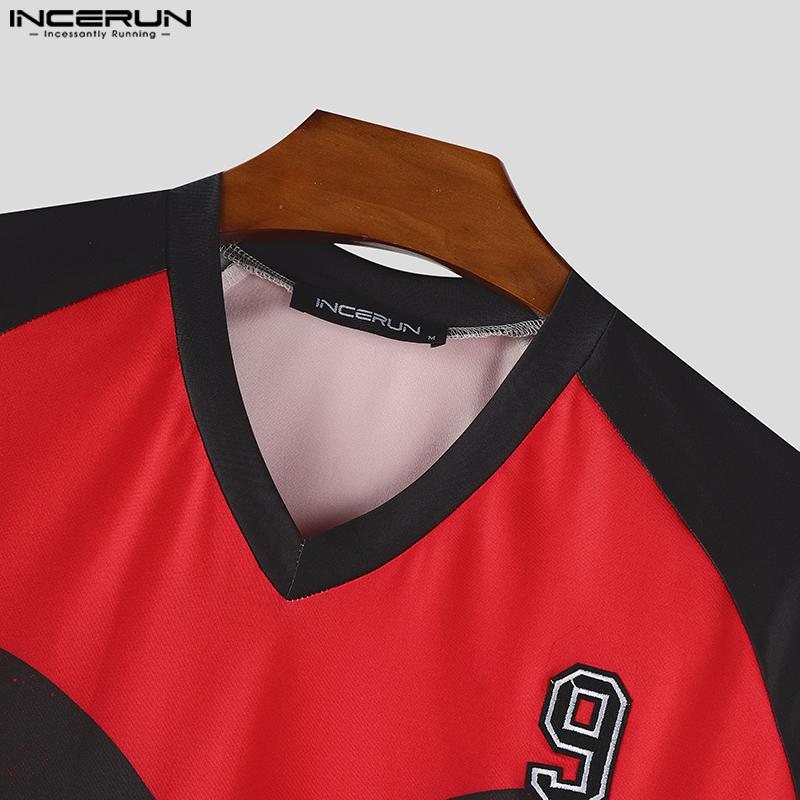 INCERUN Summer Men Short Sleeve Lace Patchwork Print Casual T-shirts Tee Tops