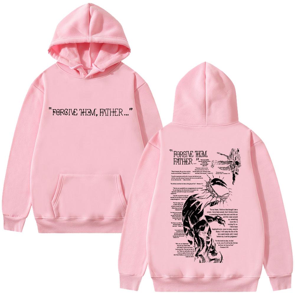 Christian Religious Jesus Forgive Them Father Graphic Hoodie Men Women Gothic Rock Harajuku Sweatshirt Man Oversized Streetwear