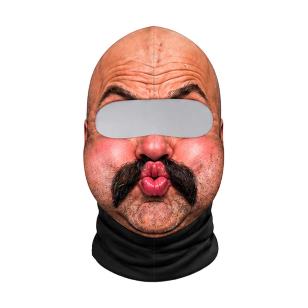 Maschera da Sci 3D Stampa Integrale Viso Vecchio, Antivento Invernale, Occhiali da Sole Non Inclusi