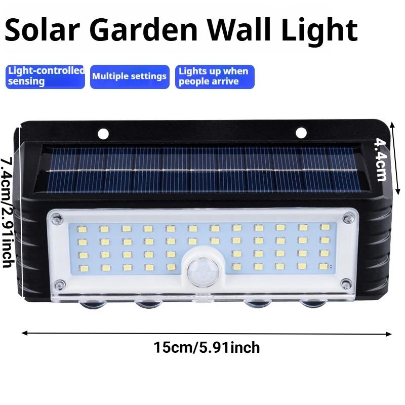 Solar Powered Human Body Motion Sensor Wall Light, Waterproof Outdoor Garden Light, Yard Street Wall Mount Lighting Security Lamp