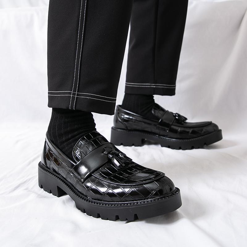 Fashion Fashion Versatiletassel Loafers Luxurious Rubber Thick Soled Comfort Business Commuting Leather Shoes Men's Casual Driving Shoes