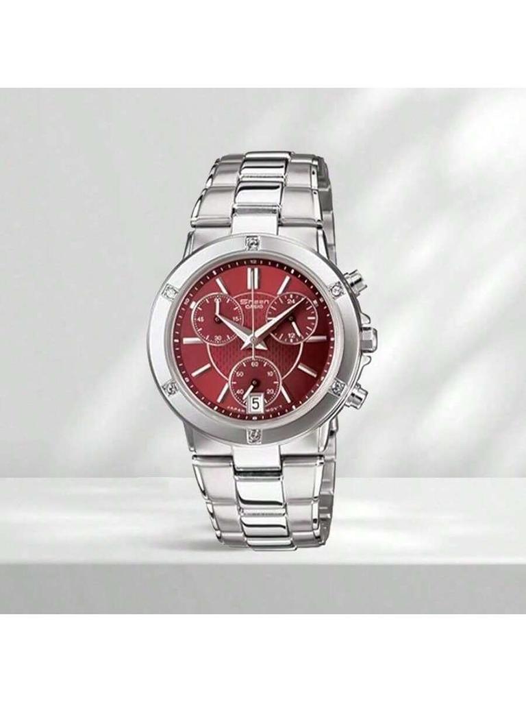 Casio - Stainless Steel Strap, Red Dial, Women's Quartz Watch SHN-5005D-4ADS
