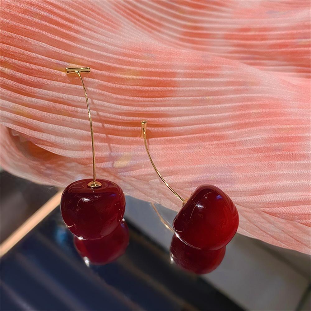 Earrings With High-End Feel, Red Fruit Cherries Earrings, Personalized Pendant Long Earrings.
