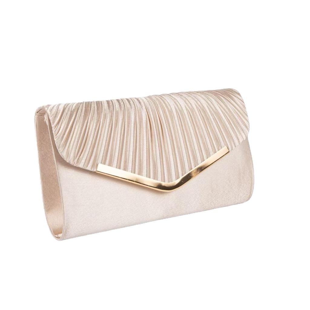 Satin Pleated Evening Clutch Crossbody Bag for Ladies