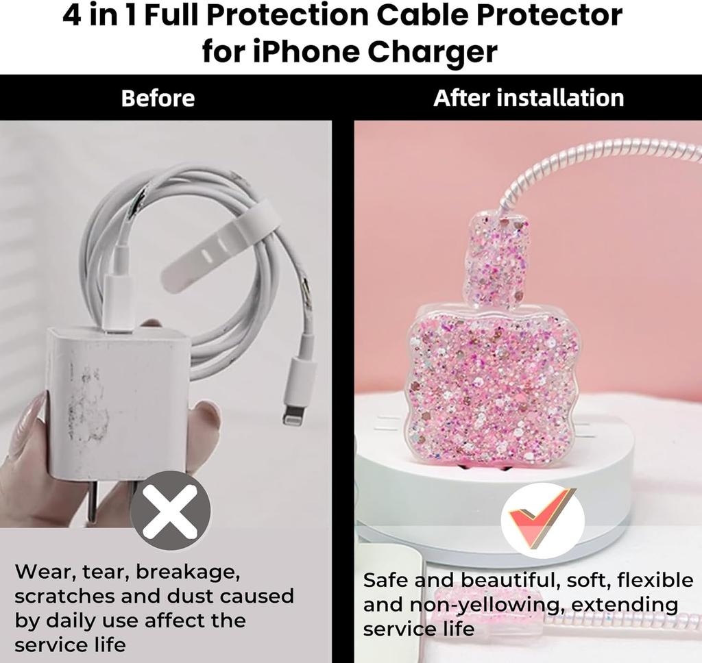 Glitter Model Suitable for iPhone 20w/18w Charging Head Cover 14/16 Cable Clip Data Cable Protective Cover