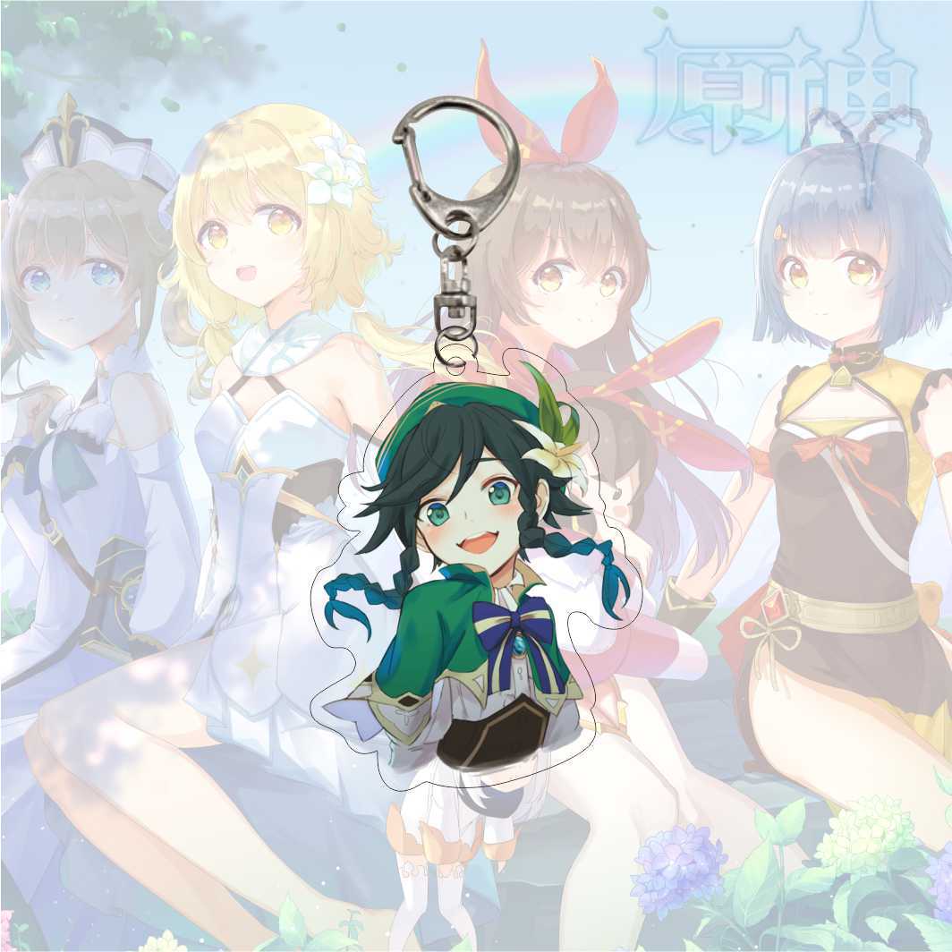 

Брелок для ключей с рисунком аниме Genshin Impact, акриловый двухсторонний прозрачный брелок для ключей, аксессуары, ювелирные изделия для фанатов, подарки 6CM