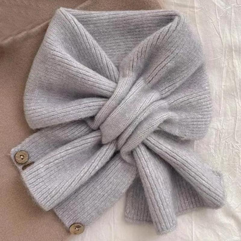1Pieces Neck Guard Shawl Solid Color Cross Scarf Knitted Neckerchief Wrap Neck Warmer Women Mountaineering Scarf