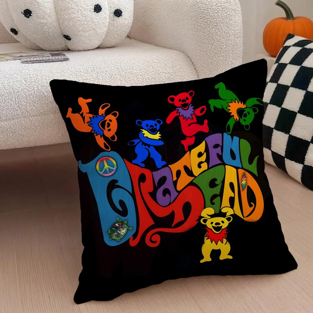 Band Psychedelic GGrateful Dead Cushion Cover Throw Pillow Cover Hidden Button Durable Polyester Chair Cushion