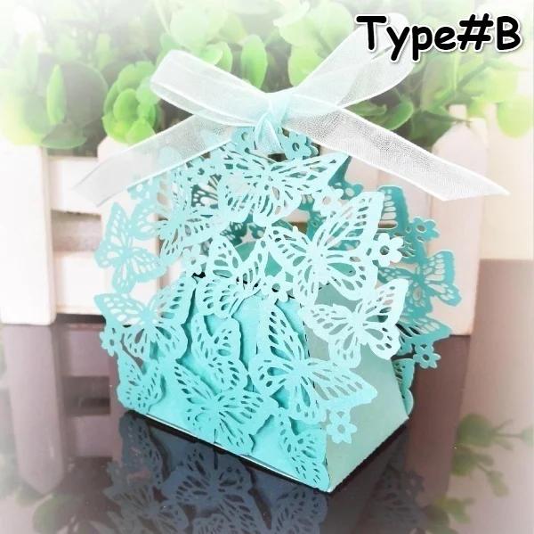 10 Pcs Hollow Butterfly Gift Paper Boxes Creative Laser Cutting Wedding Candy Dragee Box Cookie Carton Wrapping Package