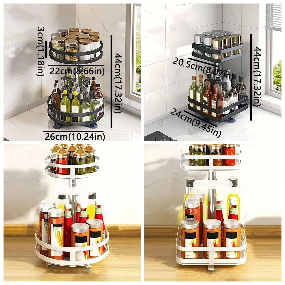 Carbon Steel Kitchen Storage Tray 360° Rotation Rotating Spice Shelf Spice Bottle