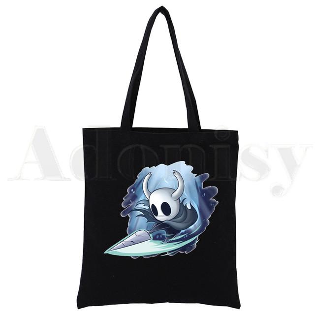 

Черная холщовая сумка Ghost Knight, повседневные большие ручные сумки для женщин, женская сумка для покупок, сумка большой вместимости с принтом 25*30cm