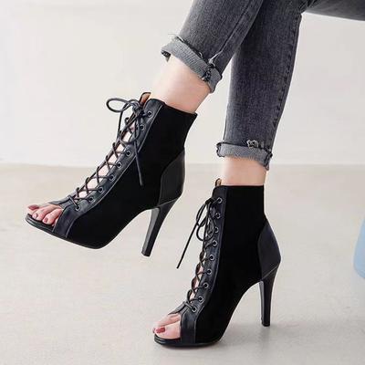 Calzado de Primavera y Verano Zapatos de Salón de Mujer con Boca de Pez y Botines Fríos Tacones Altos y Sandalias de Punta Abierta.