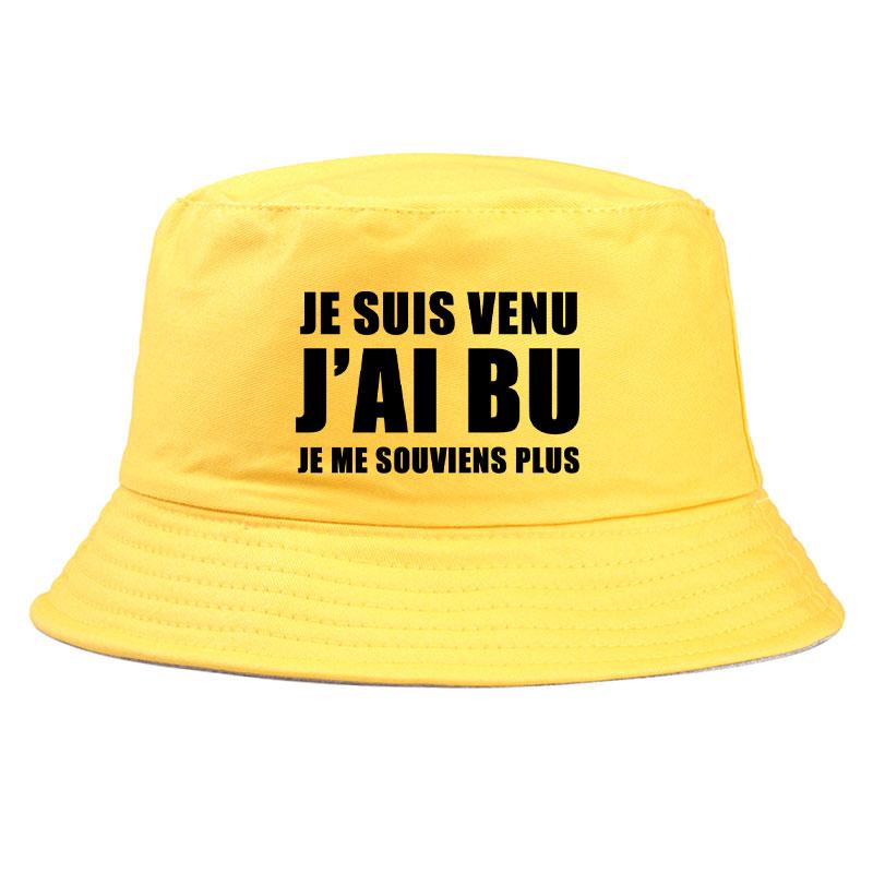 Trendy Je Suis Venu J'ai Bu Je Me Souviens Plus Print Reversible Bucket Hat Adult Summer Sun Beach Fisherman Cap Boy Visor Cap