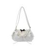 Korean Style Polka Dot Shoulder Bag Canvas Retro Underarm Bag Lace Bow Crossbody Bag  Girls