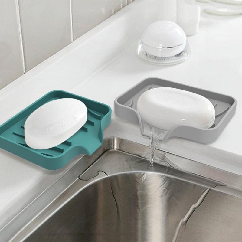 Silicone Soap Holder Soap Dish Draining Organizer Kitchen Bathroom Decorations