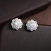 Round Stone Flower Zircon Earrings for Women Silver Color Fashion Dainty Earrings for Bridesmaid Engagement