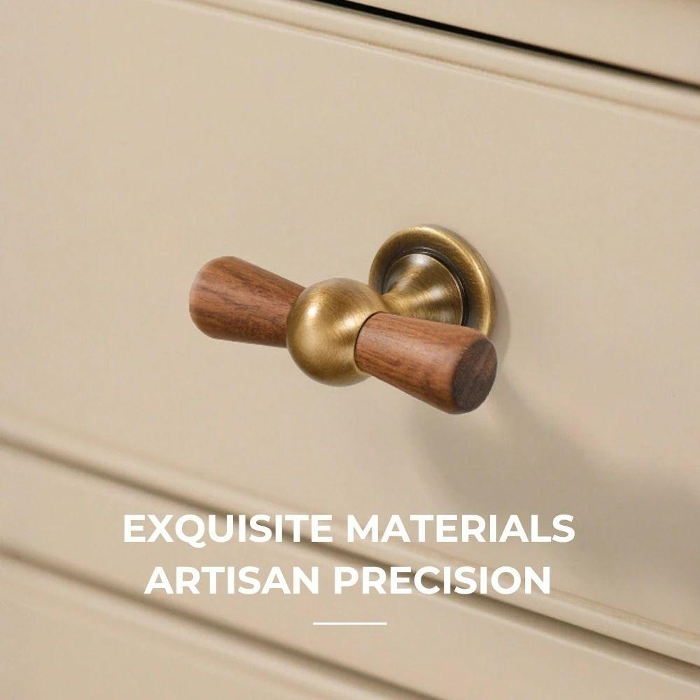 Walnut Drawer Pulls Brass Round Knobs Decorative Cupboard Handles Furniture Hardware