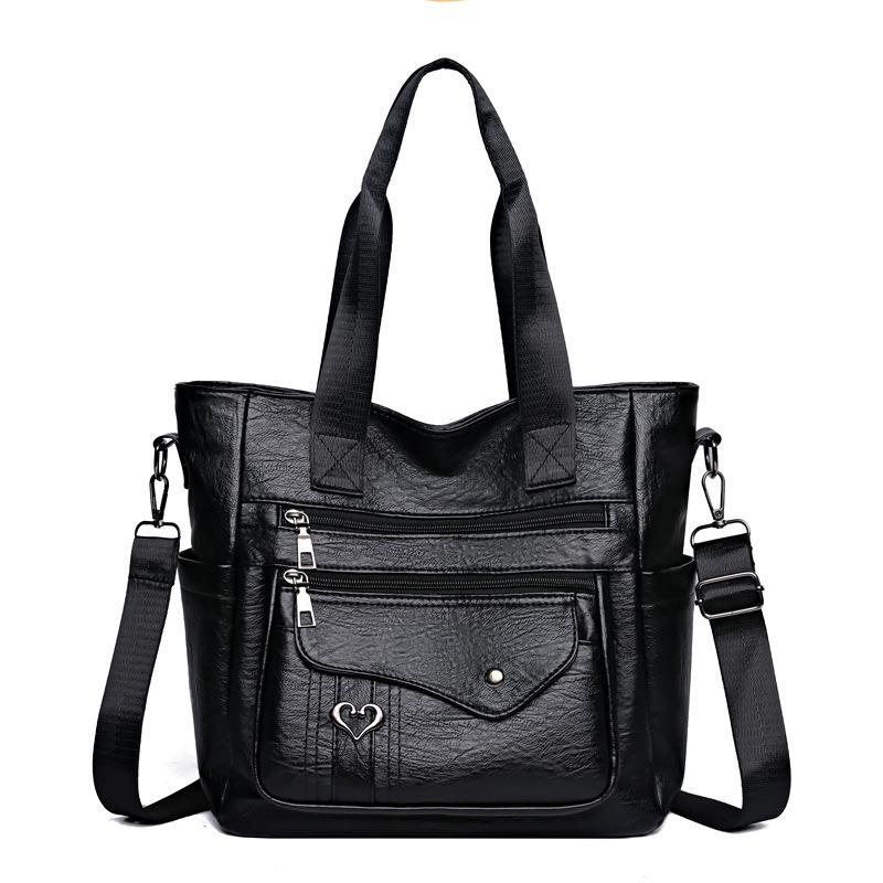 Women's Bag New Large-capacity Soft Leather Fashion Shoulder Mother Bag Retro and Simple