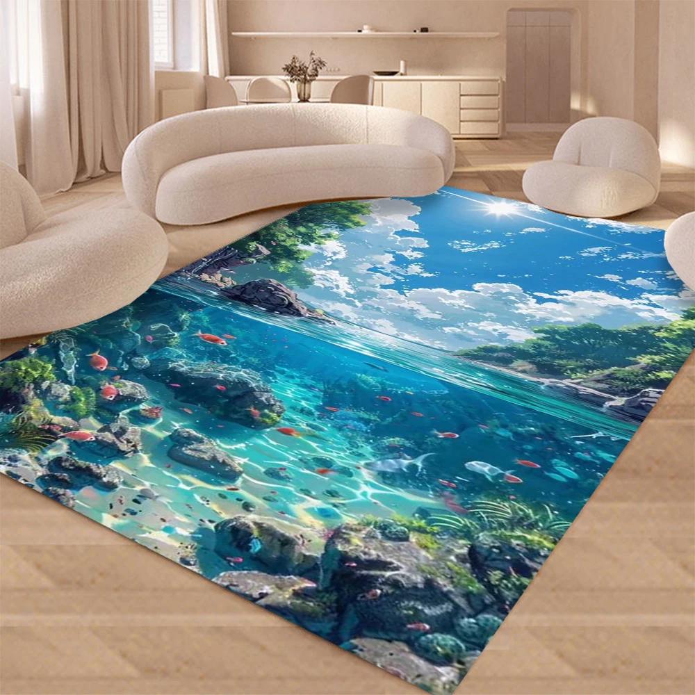  Disney Summer Beach Waves Carpet Rug for Home Living Room Bedroom Sofa Doormat Decor,kids Game Area Rug Floor Mat Gift