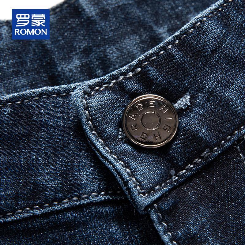 ROMON Men's Spring Autumn Casual Straight Fit Stretch Jeans