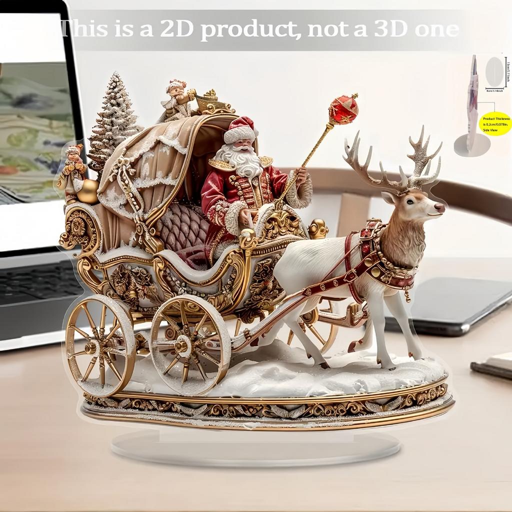 2D Christmas Reindeers Sled Acrylic Ornament