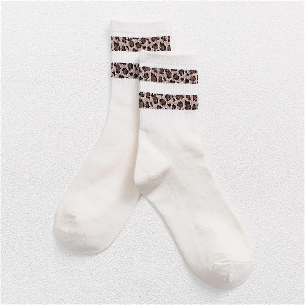 Spring Winter Women Retro Fashion Cotton High Street Popular Leopard Stripe Socks Harajuku Cool Hipster Cozy Chaussette