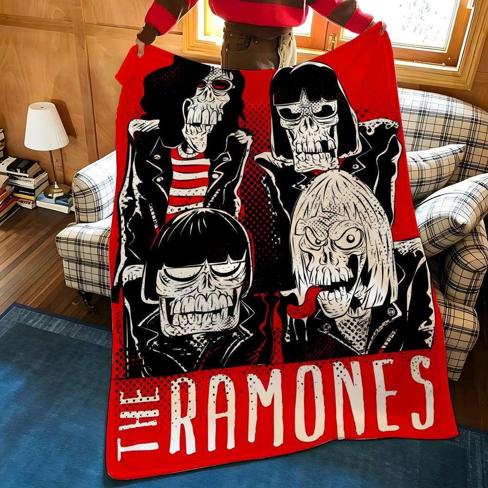 Music T-The R-Ramones Throw Flannel Cozy Print Blanket, Portable, Durable Machine Washable Cute Cool