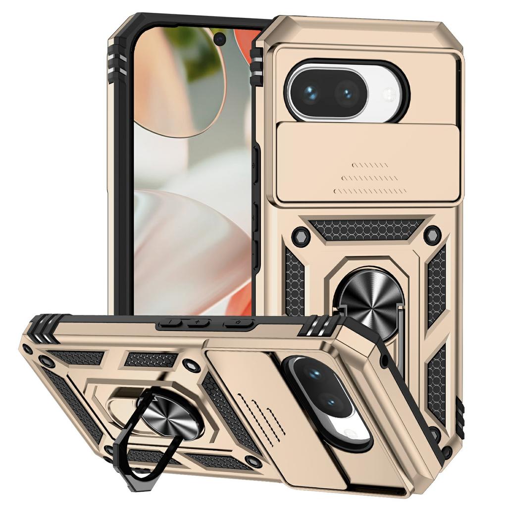 For Google Pixel 9a Case PC + TPU Phone Cover with Lens Protection Kickstand