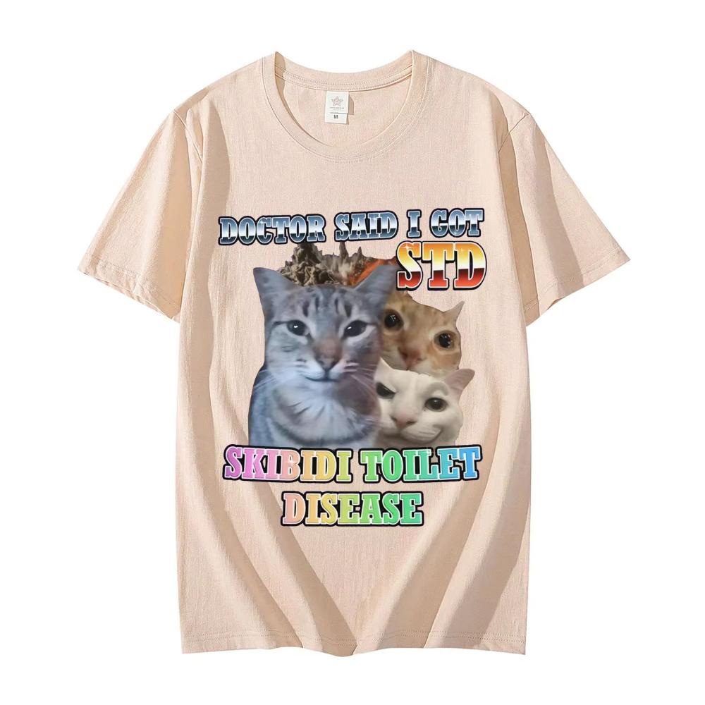 Skibidi Toilet Disease Funny Cat Meme T-shirt Harajuku Y2k Clothing Short Sleeve T-shirt Men Women Casual Fashion Loose T Shirts