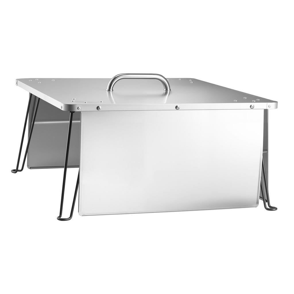 VEVOR Fire Pit Heat Deflector, 645x645x370 Mm Square Outdoor Burner Cover, Stainless Steel Bonfire Camping Wood Burning