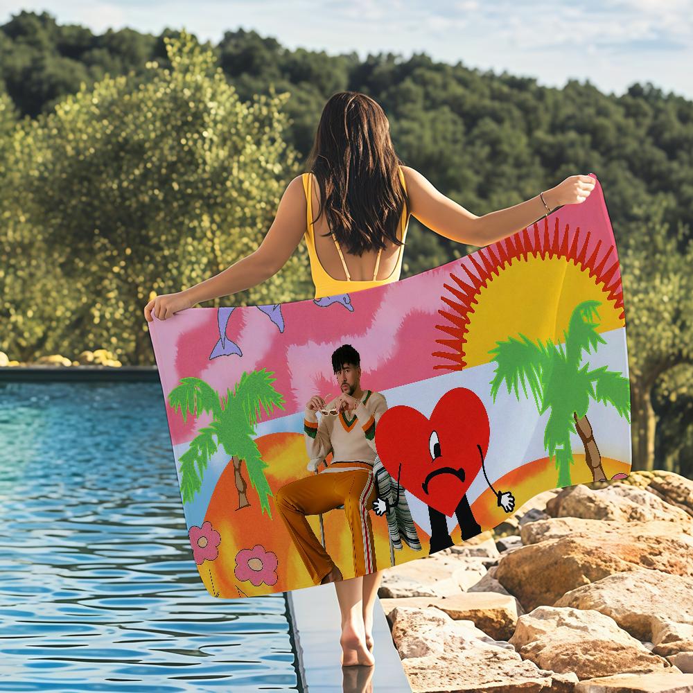 Singer Bad B-Bunny Towel Yoga Gym Yoga Gym Lightweight Portable for Swimming Beach Travel Sports Accessories Sandproof
