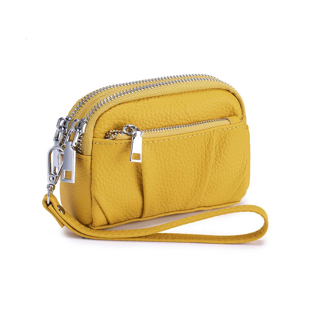 

Multi-Purpose Leather Double Zipper Wristlet Coin Purses - Versatile Mini Pouch Storage for Makeup, Keys, Coins & Earbuds