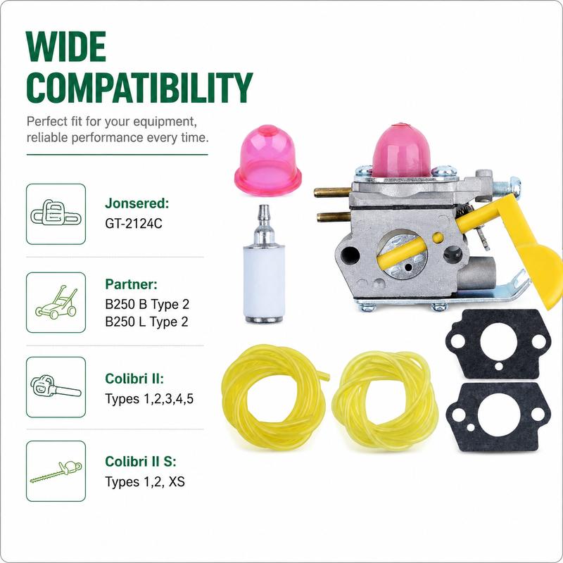 Carburetor Kit For Jonsered GT-2124C Partner B250 B L Type 2 Colibri II S XS 530071822 Tune Up Kit Replacement Saw Trimmer Parts