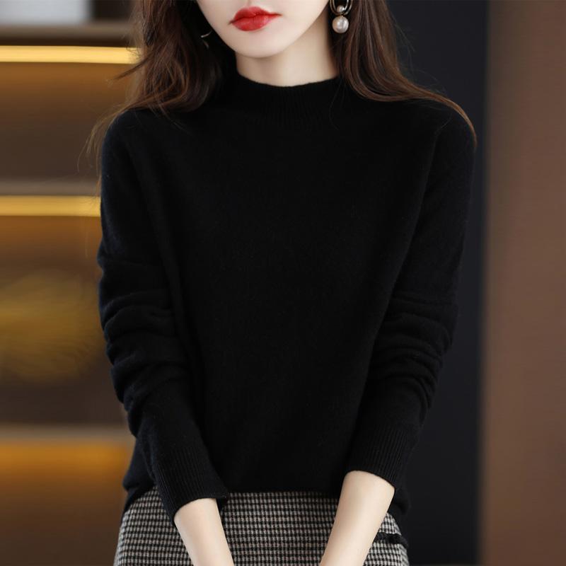 Women's Cashmere Sweater Qinghe Cashmere 30% Cashmere 70% Wool Autumn and Winter Pullover Warm and Fashionable