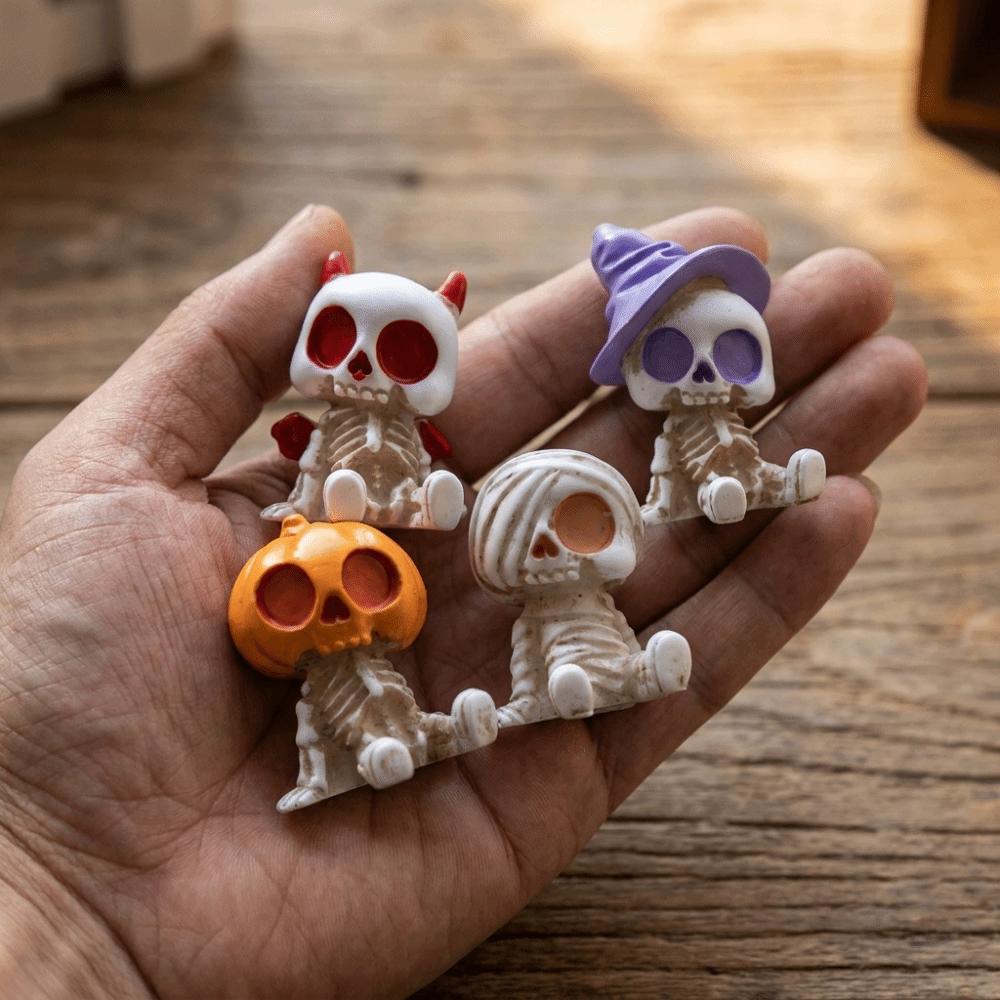 4pcs/set Resin Material Halloween Figurines Pumpkin Mummy Ghost Mini Decoration  Desktop Display
